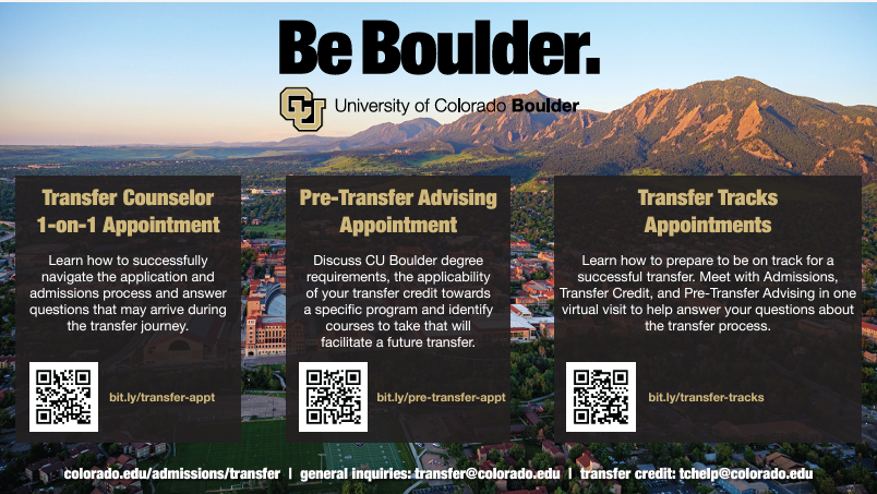 University of Colorado Boulder Transfer appointments