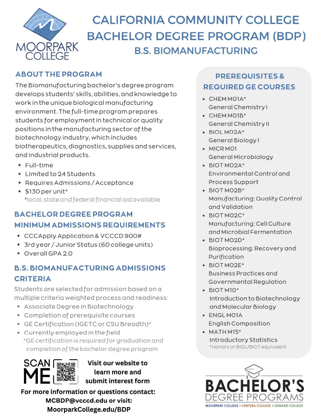 BDP BS Biomanufacturing Program Overview Flyer