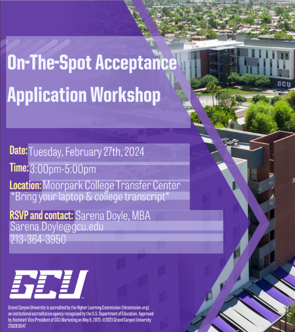Grand Canyon University On the Spot Admissions Tuesday, February 27th 3:00 - 5:00 PM