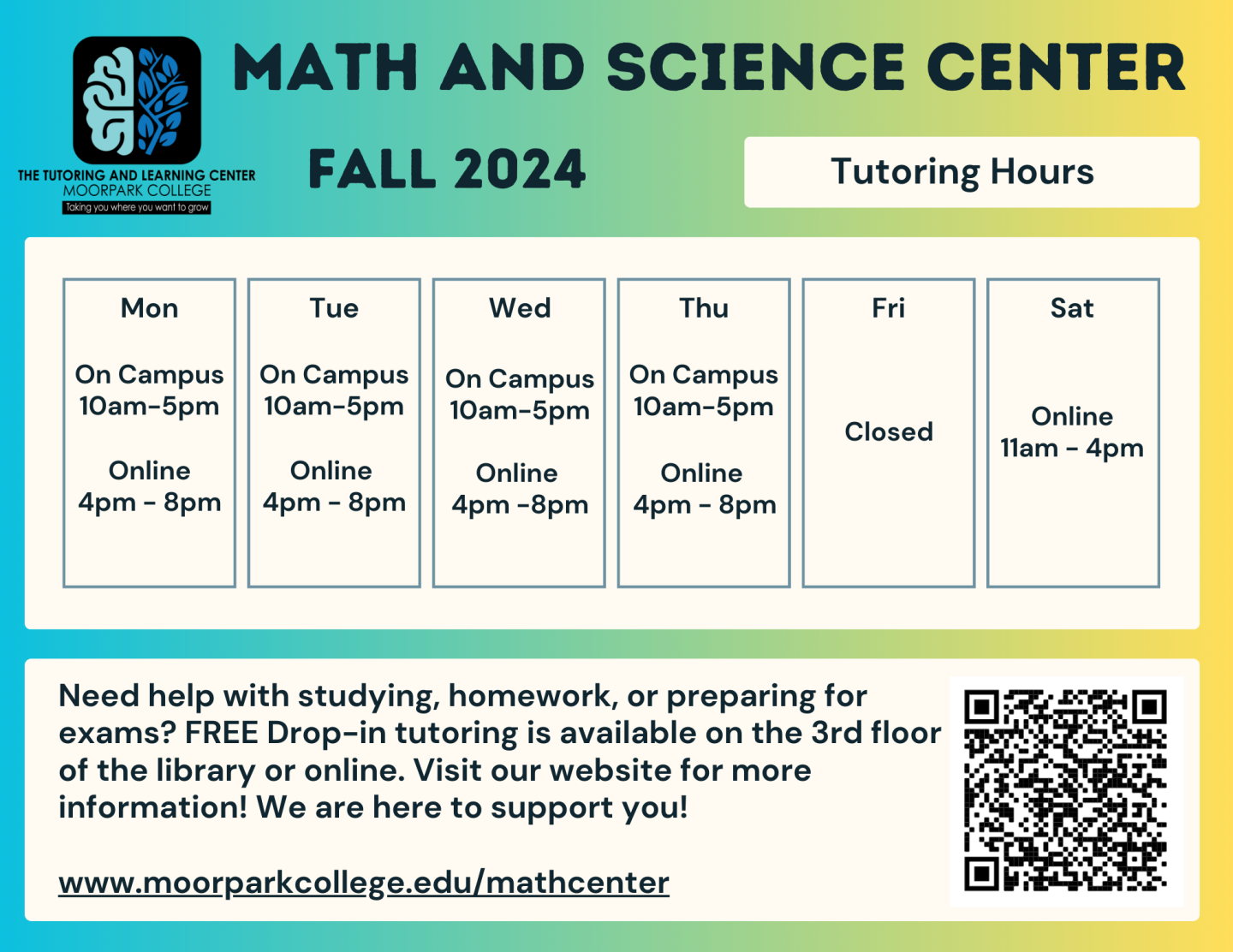 FALL 2024 Tutoring Hours flyer