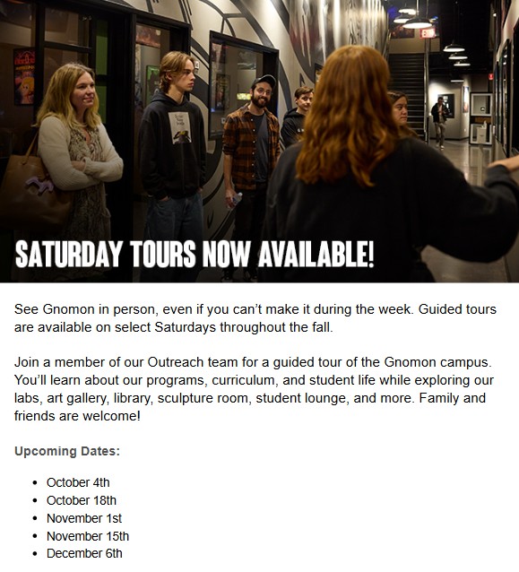Gnomon Saturday Tours