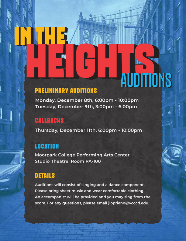 Auditions for In The Heights Announcment
