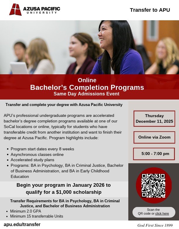 Bachelor's Completion Programs Same Day Admissions Event December 11th