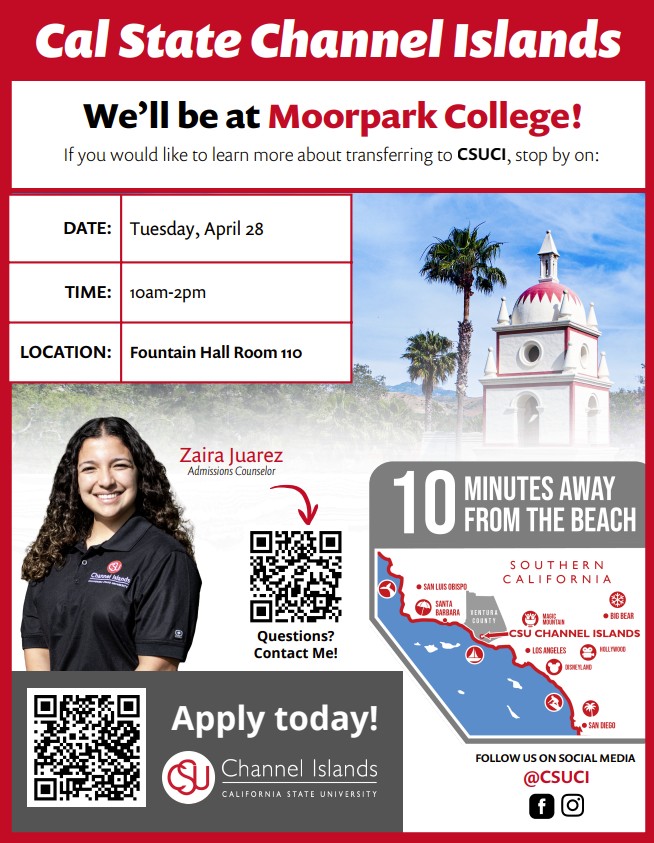 Cal State Channel Islands on Campus Tuesday April 28th 10am to 2 pm