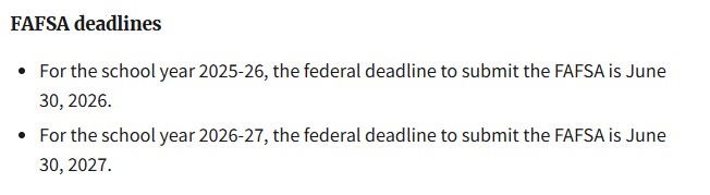 FAFSA Deadlines