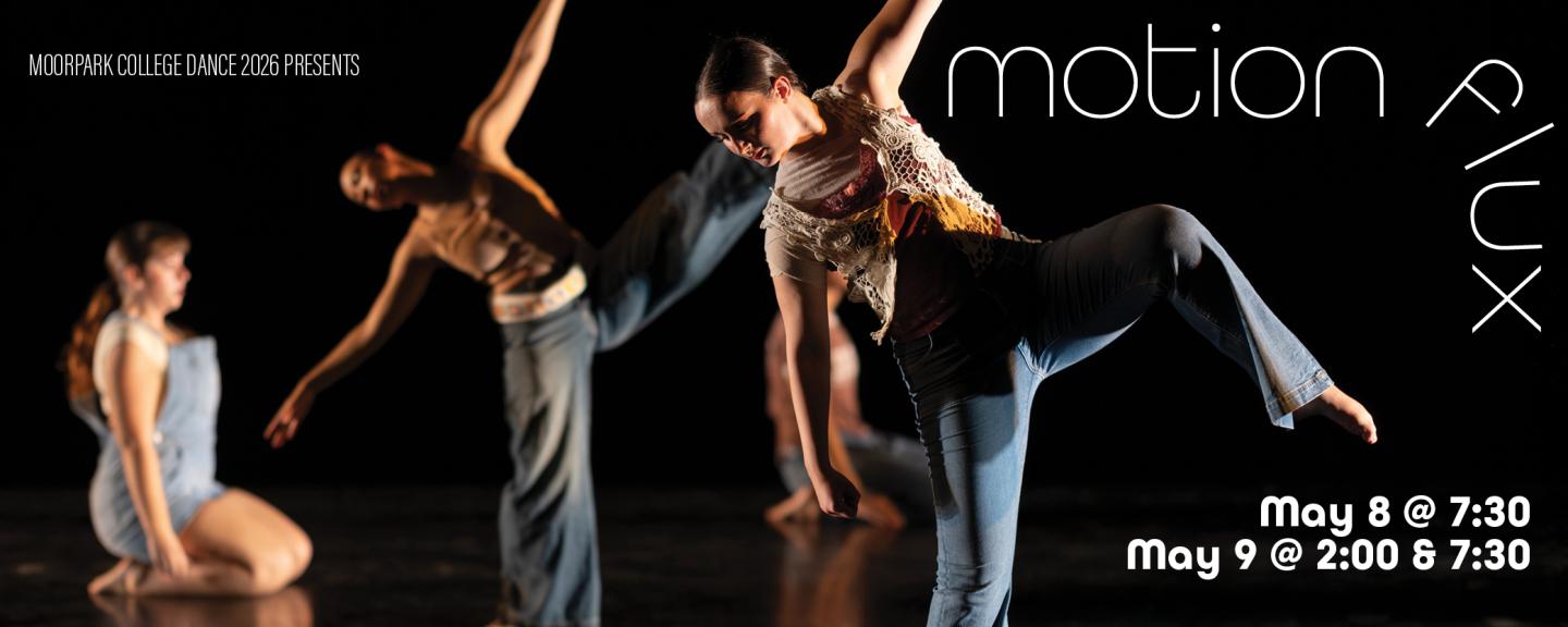 The MC Dance Department Presents Motion Flux Spring 2026 on May 8 at 7:30pm and May 9 at 2:00pm and 7:30pm in the Performing Arts Building Main Stage Theater. 