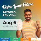 College student with raised hands looking excited. Text that College student with raised hands looking excited. Text that