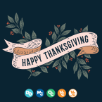 Banner that says "Happy Thanksgiving" wrapped arou Banner that says "Happy Thanksgiving" wrapped arou