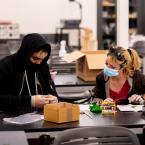Oxnard College students in a classroom wearing masks. 