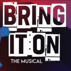 Illustration of a cheerleader with text "Bring It On The Musical"