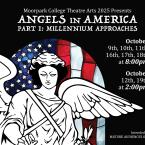 Angels in America Angel in front of stained glass American flag