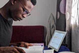 Student studying at a desk