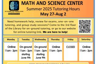 Math and Science Center Summer Hours