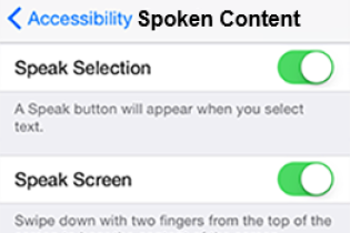 Assistive Technology iphone speak selection speak screen