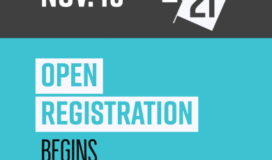Graphic with text that reads: Nov 19 Open Registration Begin