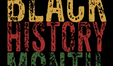 Graphic with text that reads: Black History Month