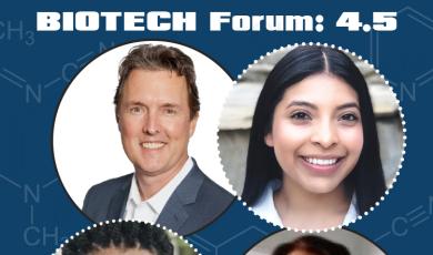 4 circles with photos of biotech panel