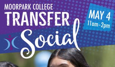 Moorpark College Transfer Social text . 2 girls smiling