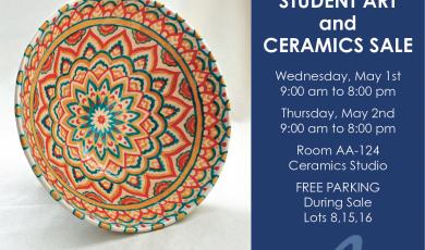MC Student Art & Ceramics Sale with a colorful ceramic bowl