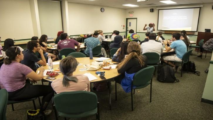 MC Professor Tamarra Coleman presents about Advocacy at a spring MC LEADS training session.