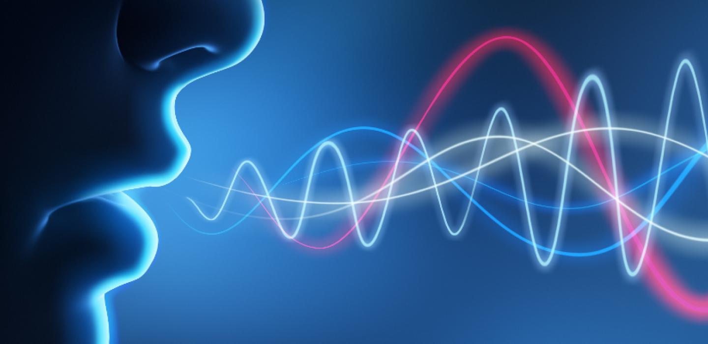 close up of a mouth with sound waves coming out