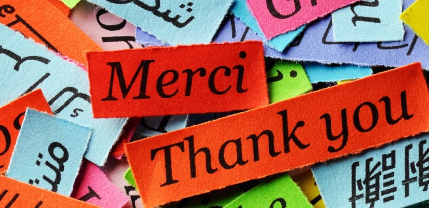 the word "thank you" written in many different languages