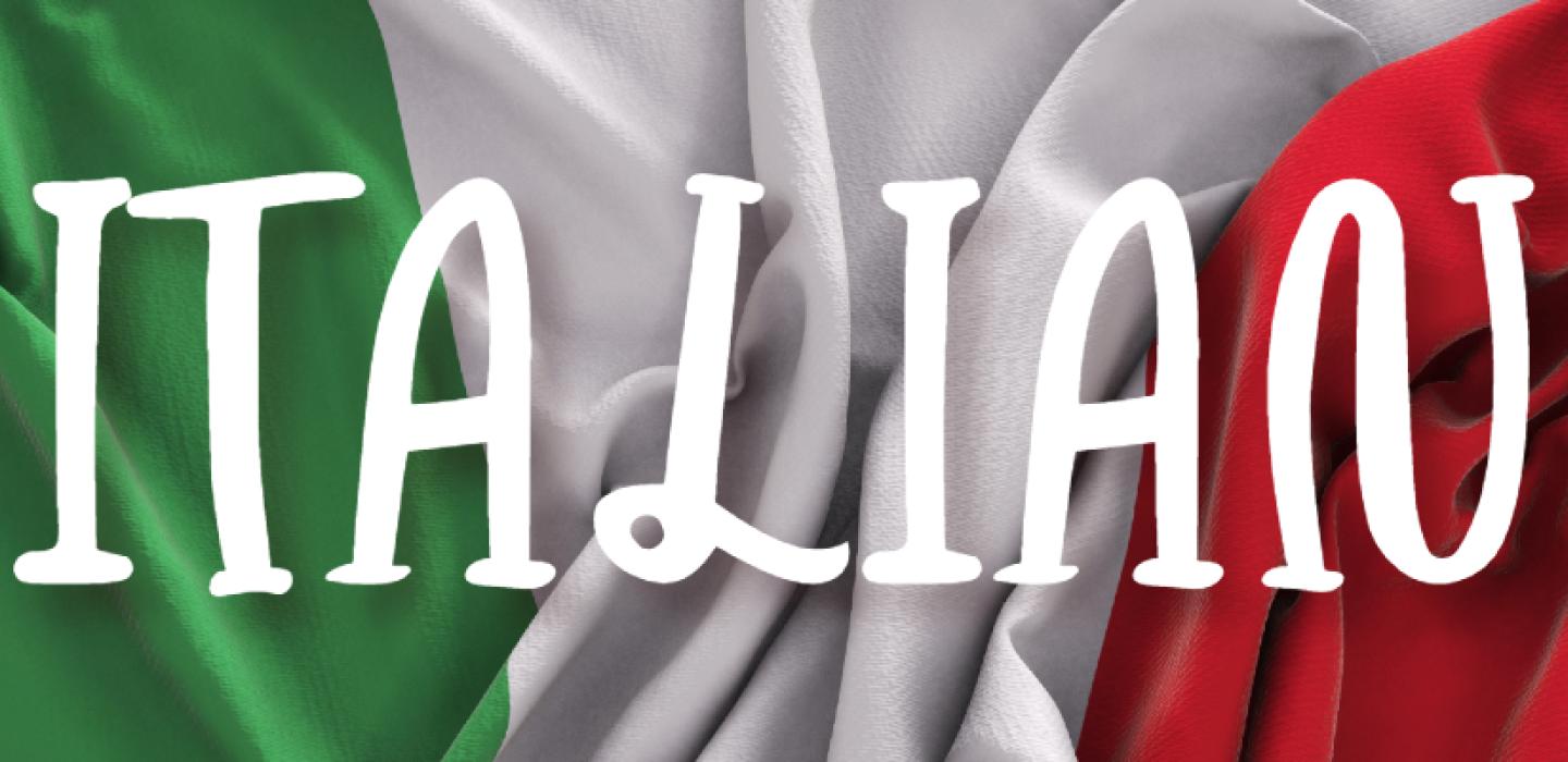 italian flag with the word "Italian" across the top
