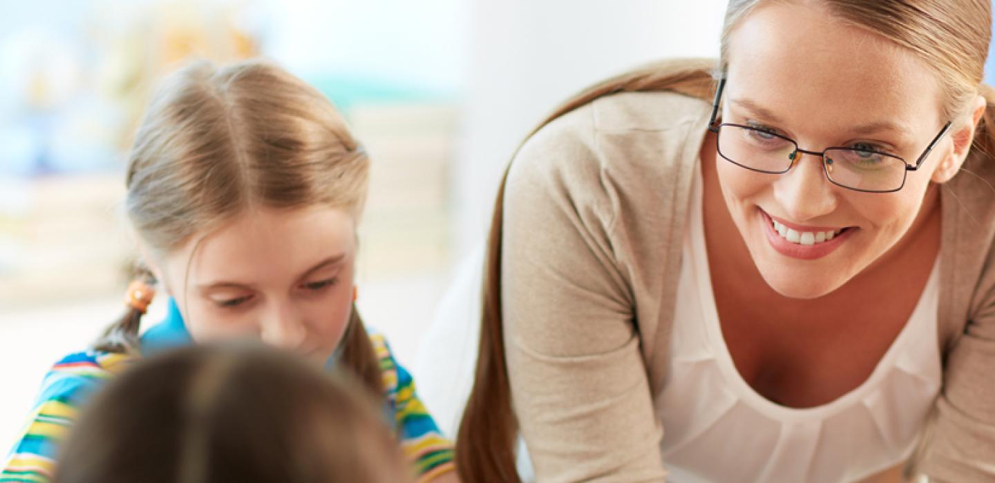 teacher with elementary aged children