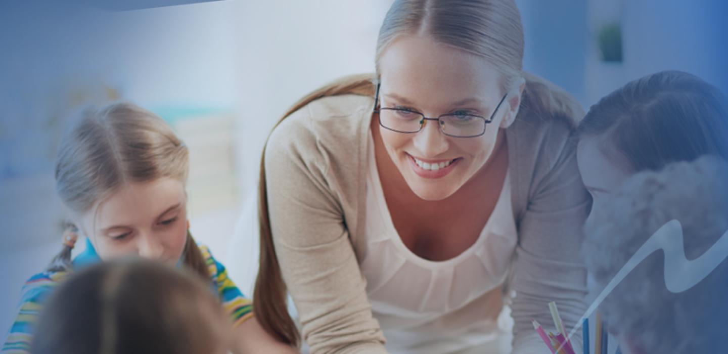 female teacher with young kids