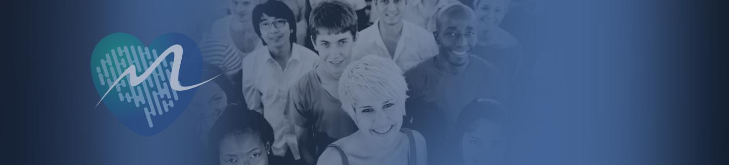 group of students and BAC logo shaped as a heart