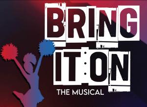 Illustration of a cheerleader with text "Bring It On The Musical"