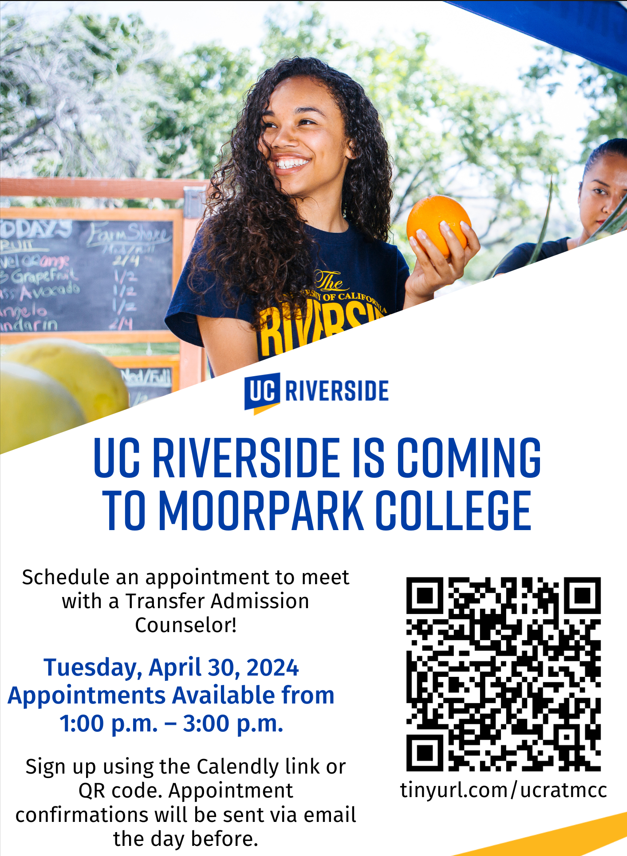 UC Riverside Admissions Rep Tuesday April 30th